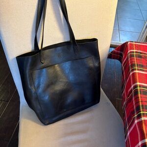 Madewell Black Leather Tote Bag